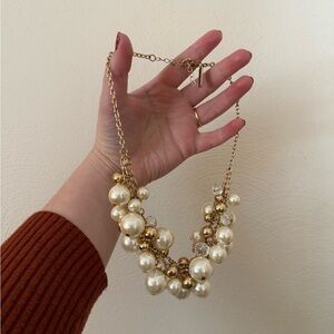 The Limited Gold and Cream Pearl  Cluster Necklace